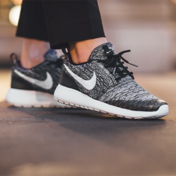 Nike Shoes - NIKE Flyknit Roshe in Black/White/Cool Grey